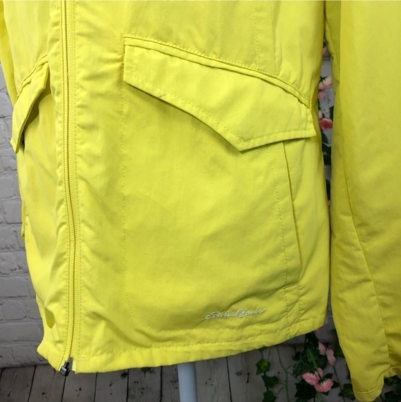 Eddie Bauer Travex Bright Yellow Nylon Rain Travel Jacket Women's Large L EUC - Picture 5 of 8
